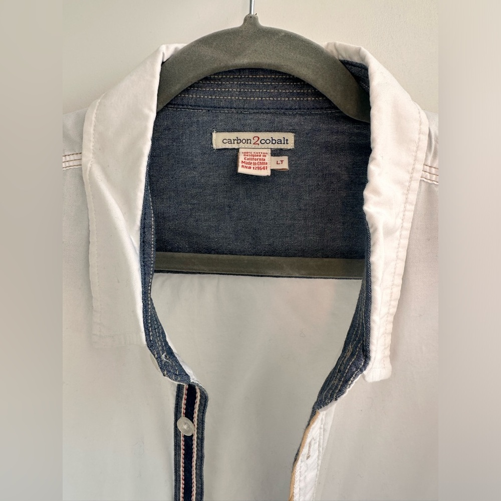 Carbon 2 Cobalt White Button Up Size Large Tall - image 2